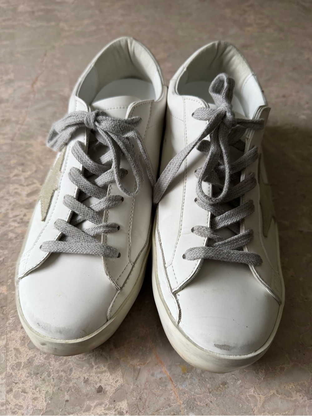 Golden Goose Women's White Leather Sneakers with Gray Laces